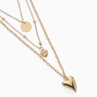 Кулон &laquo;Цепь&raquo; два сердца и круг, цвет золото