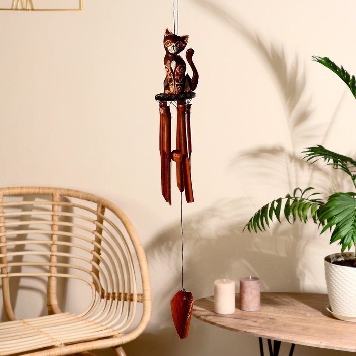 Музыка ветра &laquo;Кошечка&raquo;, 44&times;8&times;8 см, бамбук