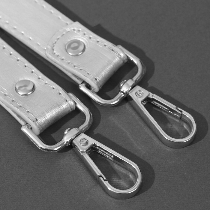 Ручка для сумки, с карабинами, 60 &times; 2 см, цвет серебряный