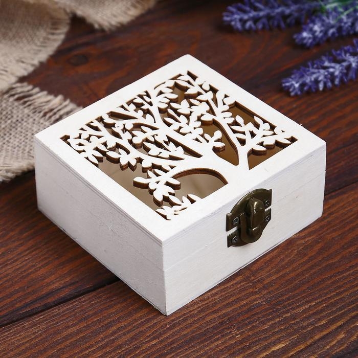 Шкатулка дерево под роспись "Дерево" 4,7х9,8х9,8 см