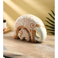 Сувенирный набор "Слониха со слоненком" дерево Албезия, 24х5х18 см, бело-коричневый