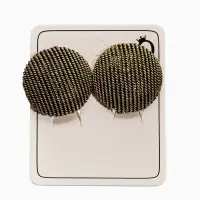 Клипсы "Винтаж" круг рубчик, цвет чернёное золото