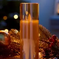 Светодиодная свеча "Золотистая" 18х5.5 см, AAx2 (не в компл.), Т/БЕЛЫЙ