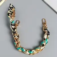 Брелок на 2 карабинах "Платок и цепочка" голубой 20х10х1,7 см