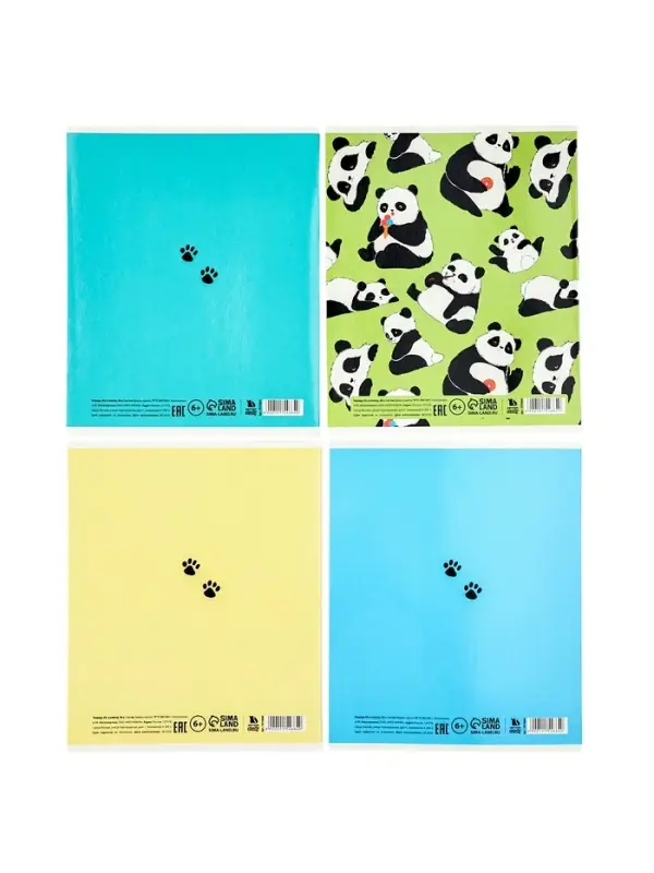 Тетрадь в клетку, 36 л., А5, на скрепке, блок №1 &laquo;Панды&raquo; МИКС