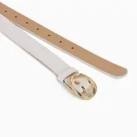 Ремень жен 05-01-01-01, Июнь2510, 2,9*0,3*110 см, без винта, пряж золото, 1 прокол, белый