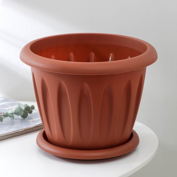 Горшок с поддоном &laquo;Фелиция&raquo;, 6,4 л, цвет терракотовый