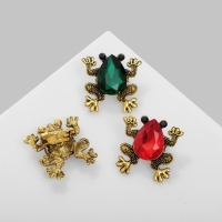 Брошь &laquo;Лягушка&raquo; стекло, цвет МИКС (неделимая фасовка 12 шт., цена за шт.)