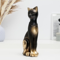 Фигура "Кот Фараон" черная в золоте, 28см