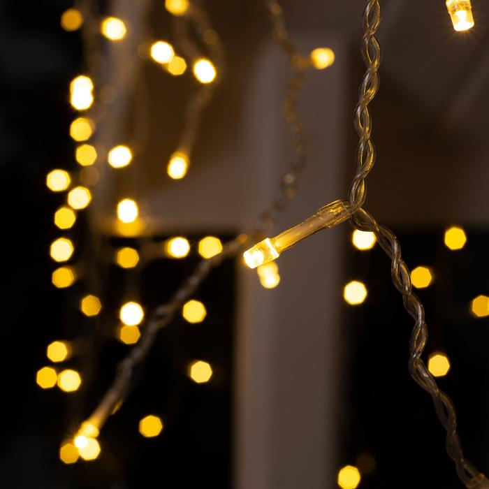 Гирлянда &laquo;Бахрома&raquo; 4 &times; 0.6 м, IP44, прозрачная нить, 180 LED, свечение тёплое белое, 8 режимов, 220 В