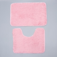 Набор ковриков для ванной и туалета Доляна &laquo;Пушистик&raquo;, 2 шт, 38&times;40, 40&times;60 см, цвет розовый