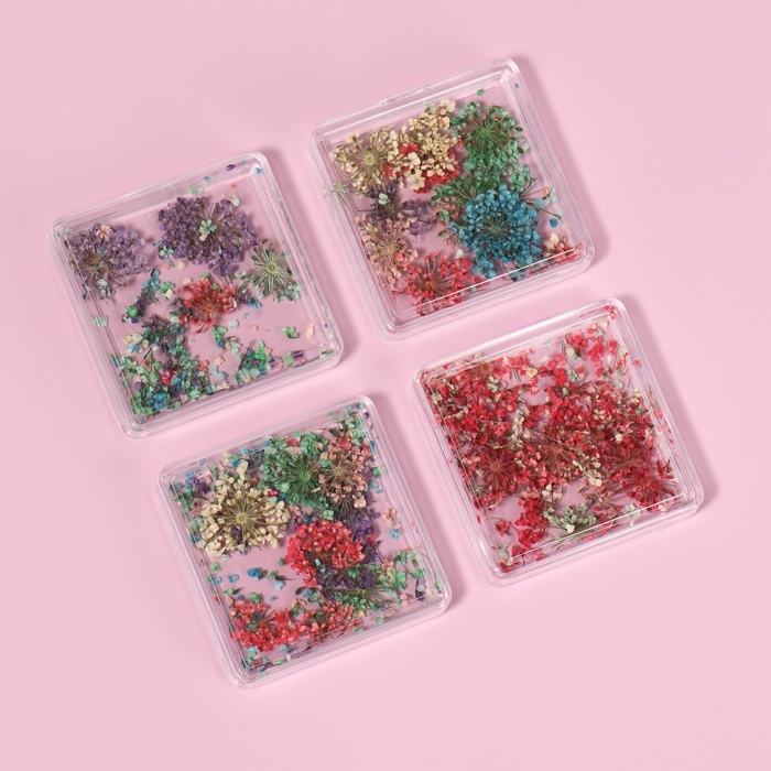 Сухоцветы для декора ногтей, в футляре, вид МИКС
