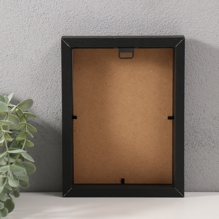 Фоторамка МДФ на 1 фото 10х15 см с белым паспарту "Энрика" черная 3х16х21 см