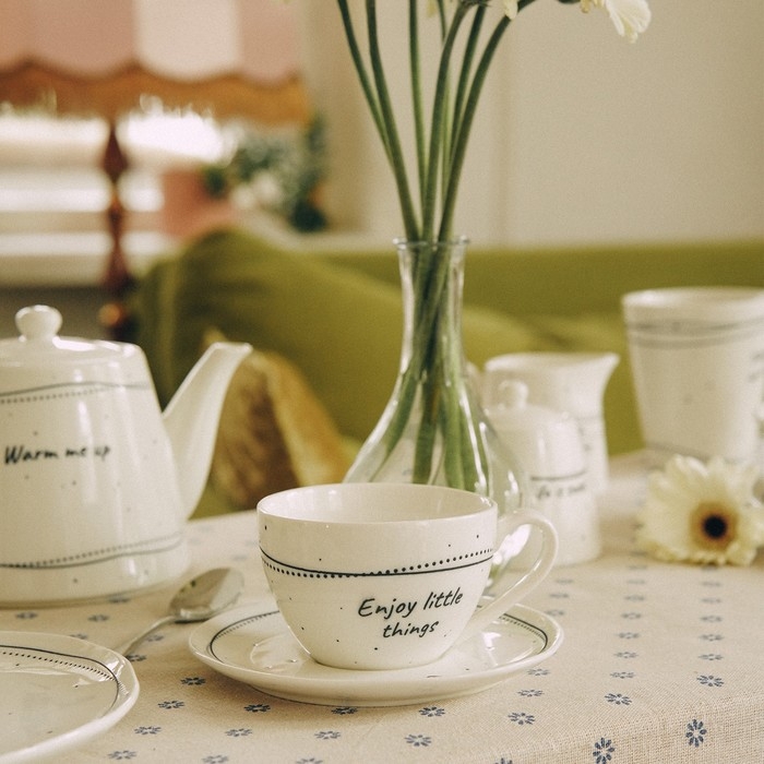 Набор чайный фарфоровый SL Home &laquo;Милый дом&raquo;, 4 предмета: 2 чашки 275 мл, 2 блюдца d=15,5 см, цвет белый