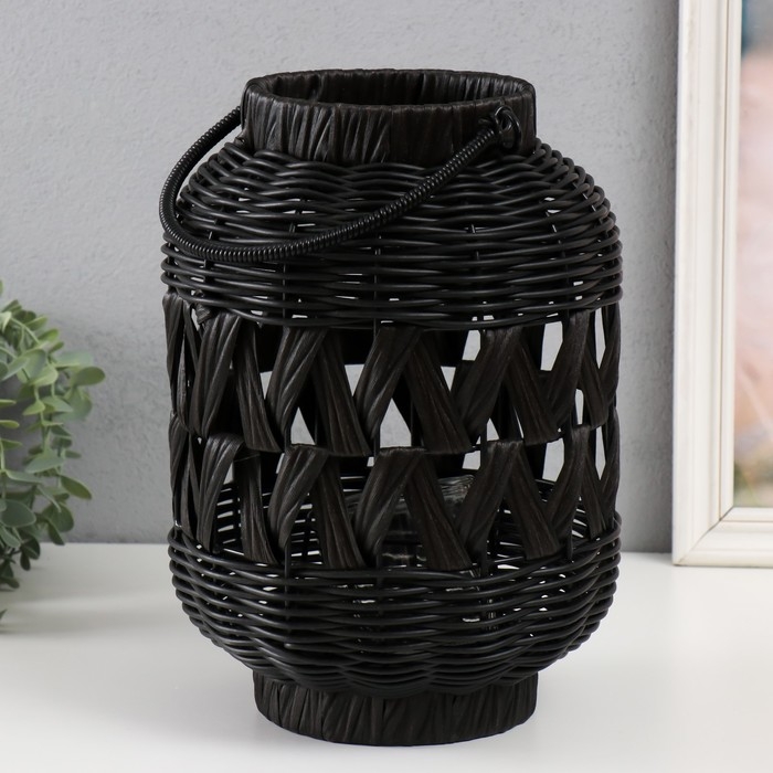 Подсвечник пластик "Фонарик. Корзинка" чёрный 30х21х21 см