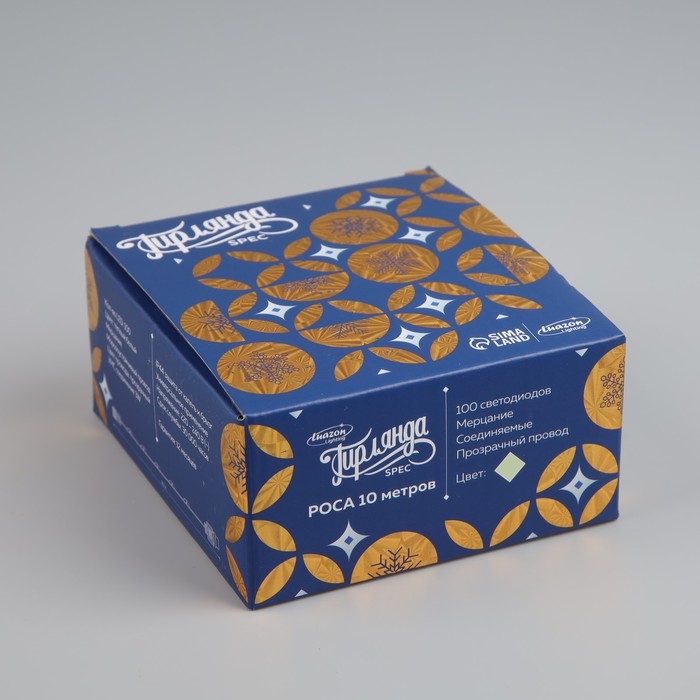 Гирлянда &laquo;Нить&raquo; 10 м роса, IP44, медная нить, 100 LED, свечение тёплое белое, мерцание, 220 В