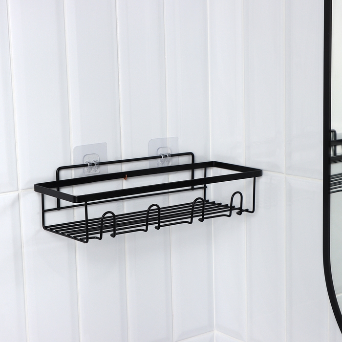 Полка для ванной прямая, 33&times;12&times;9 см, цвет черный