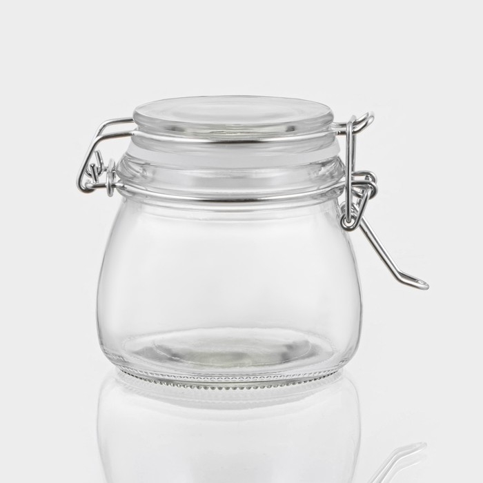 Банка стеклянная для хранения сыпучих продуктов &laquo;Оптима&raquo;, 100 мл, 9&times;7,2&times;7,5 см, с бугельным замком