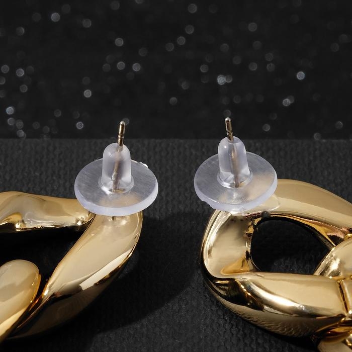 Серьги металл &laquo;Цепь&raquo; диагональные звенья, цвет золото