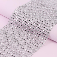 Лента с имитацией страз, 12 см, 9 &plusmn; 1 м, цвет серебряный