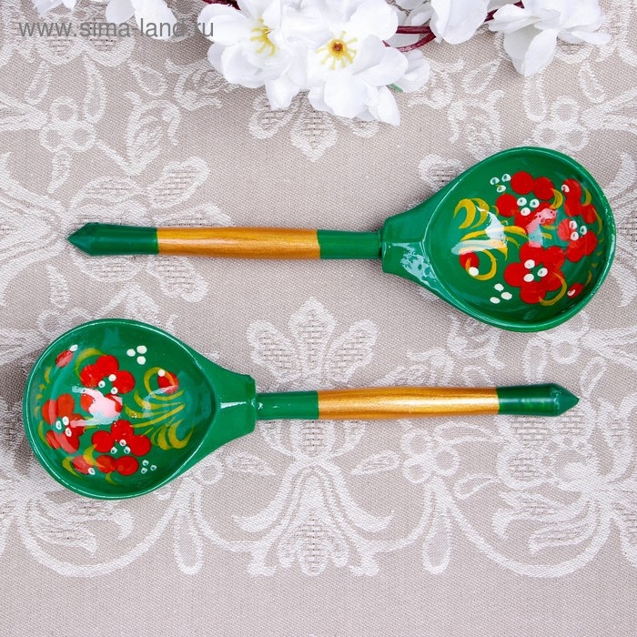 Ложка &laquo;Зеленушка&raquo;, столовая, 19&times;6 см, хохлома, микс