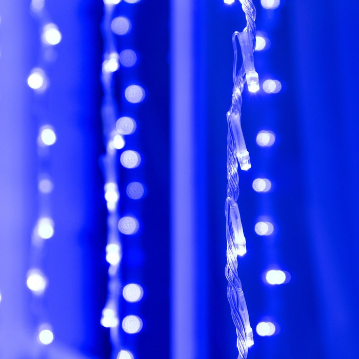 Гирлянда &laquo;Водопад&raquo; 2 &times; 1.5 м, IP44, прозрачная нить, 400 LED, свечение синее, 8 режимов, 220 В