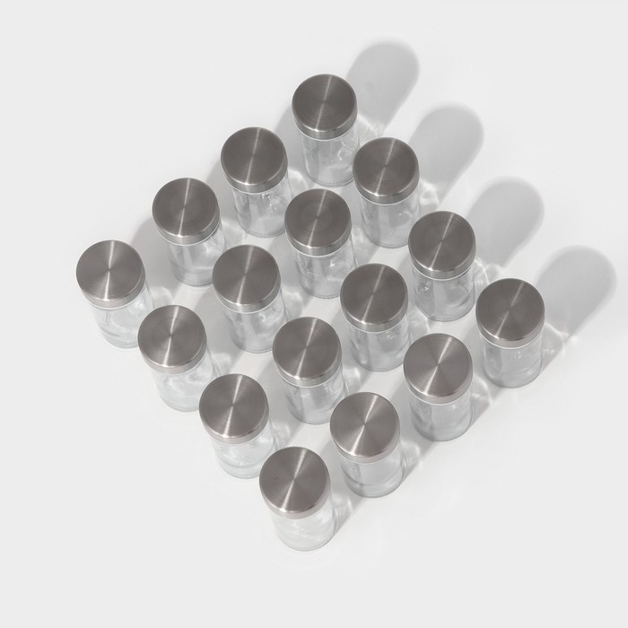 Набор стеклянных баночек для специй на подставке Magistro &laquo;Модерн&raquo;, 16 шт