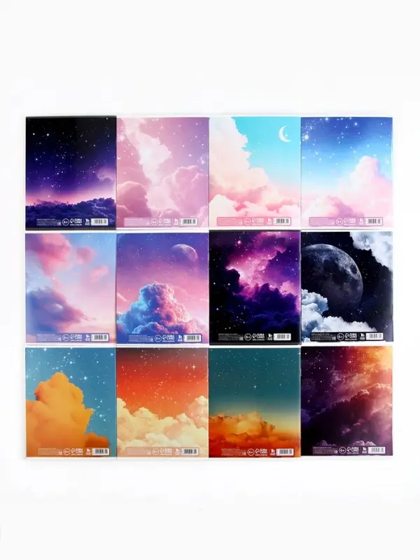 Тетради в клетку, предметные, 48 л., набор из 12 шт., блок №1, Space