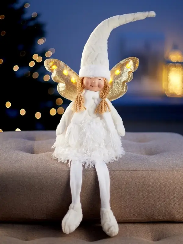 Фигура текстиль &laquo;Кукла в белом&raquo; 70 см, 6 LED, AG10x3 (в компл.), Т/БЕЛЫЙ