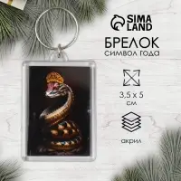 Брелок для ключей на кольце &laquo;Змея с короной&raquo;, акрил, 3.5&times;5 см