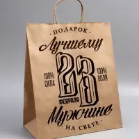 Пакет подарочный бумажный, &laquo;23 Февраля&raquo;, 24&times;14&times;28 см