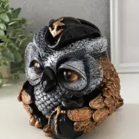 Копилка "Сова в треуголке" 18х17 см, бронза с серебром