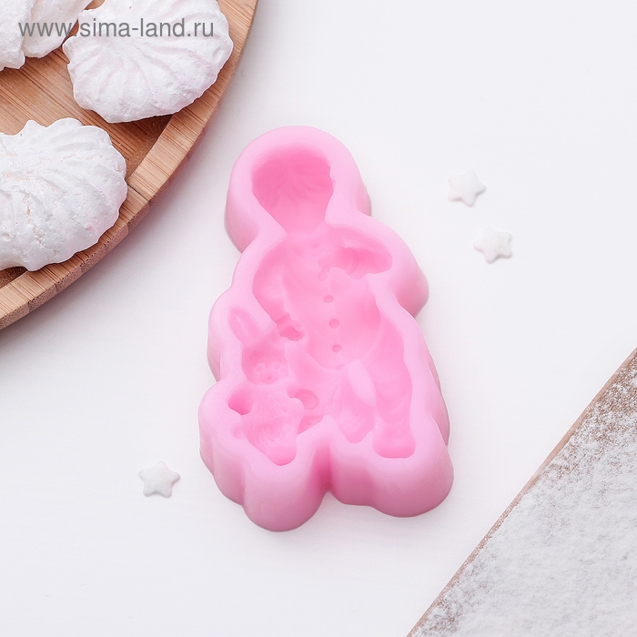 Молд &laquo;Мальчик и зайчик&raquo;, силикон, 9,1&times;5,4&times;2,1 см, цвет розовый