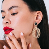 Серьги эмаль &laquo;Карибы&raquo; овал, цвет чёрный в золоте