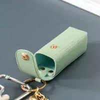 Брелок кожзам с карабином, с зеркалом "Для помады. Цветок" мятный 20х3х3,5 см