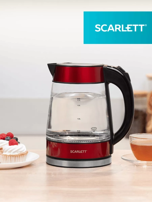 Чайник электрический стеклянный c подсветкой 1,7л