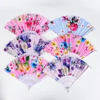 Веер пластик, текстиль "Цветочный" МИКС 23 см