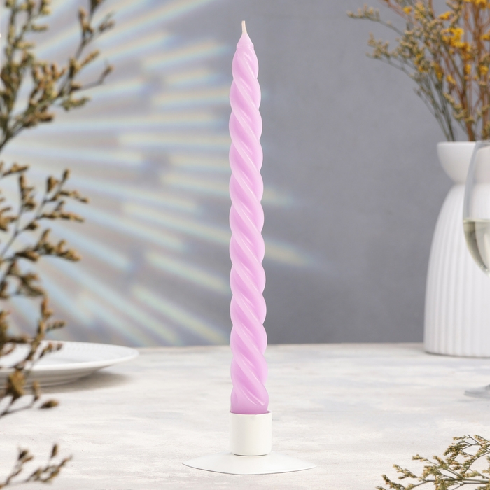 Набор свечей витых, 2,3х 24,5 см, 5 ч, 50 г, 4 штуки, сиреневый