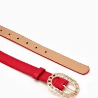 Ремень жен 04-01-01-01, Июнь2503, 2,5*0,3*110 см, без винта, пряж золото, 1 прокол, красный   109031