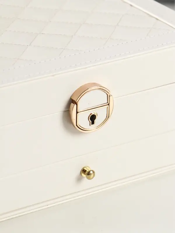 Шкатулка для украшений "Стёганная" 2 яруса, цвет белый, 17,5х23,5х10,5 см