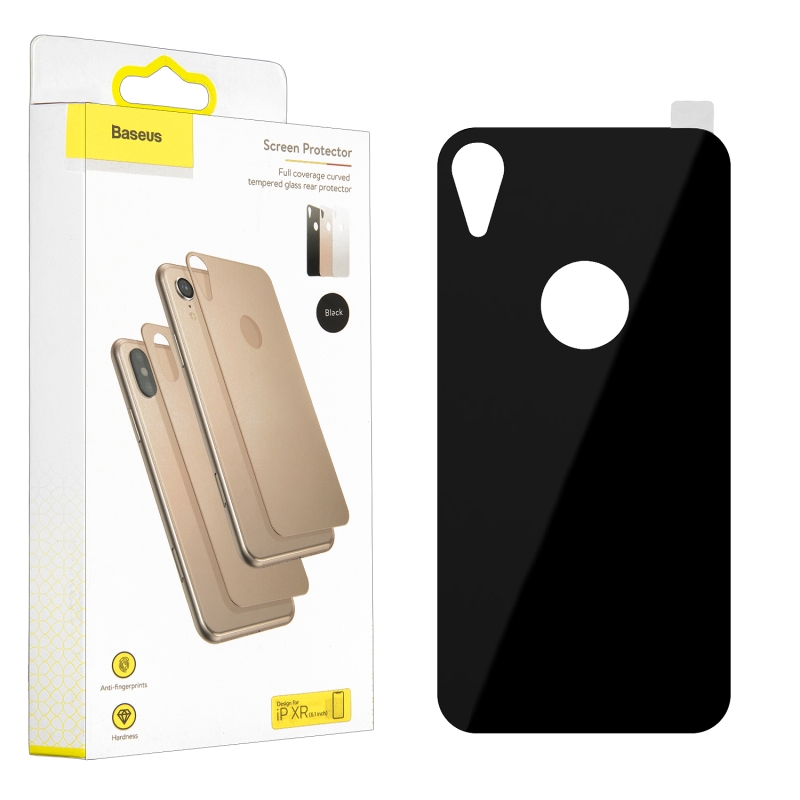 Защитное стекло iPh XS назад Baseus черное
