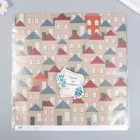Бумага для скрапбукинга "Домики" плотность 180 гр 30,5х32 см