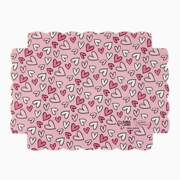 Коробка для кондитерских изделий с пластиковой крышкой &laquo;Сердца&raquo;, 22 х 15 х 3 см