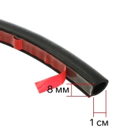 Уплотнитель двери в автомобиль, О-образный, 10&times;10 мм, самоклеящийся, 5 м, черный