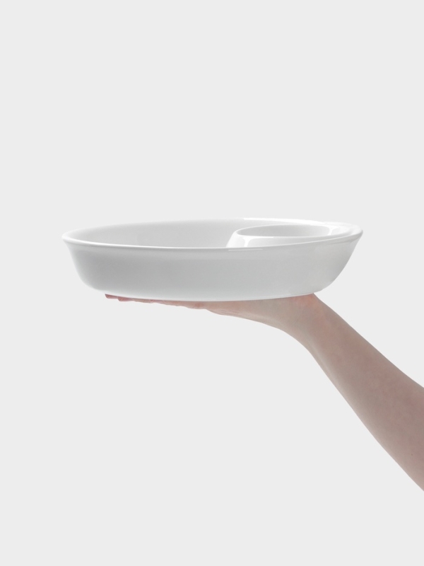 Блюдо Hanna Kn&ouml;vell, d=25 см, с секцией для соуса, фарфор, белое