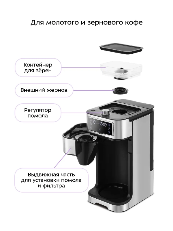 Кофемашина кофеварка капельная КТ-7522 - 1000 Вт