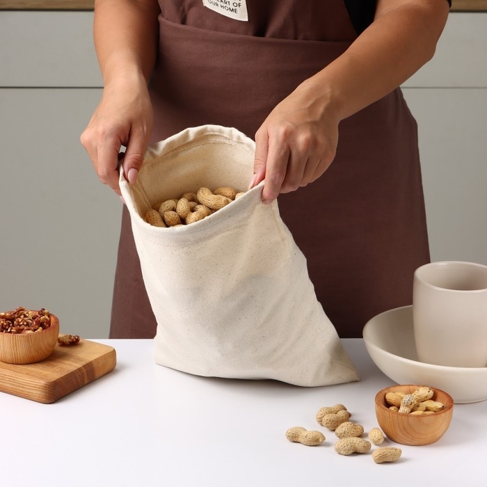 Мешочек для хранения продуктов Доляна, 25&times;30 см, лён