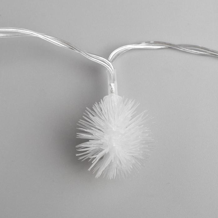 Гирлянда &laquo;Нить&raquo; 3 м с насадками &laquo;Ёжики&raquo;, IP20, прозрачная нить, 20 LED, батарейки AAх3 (нет в комплекте), свечение мульти