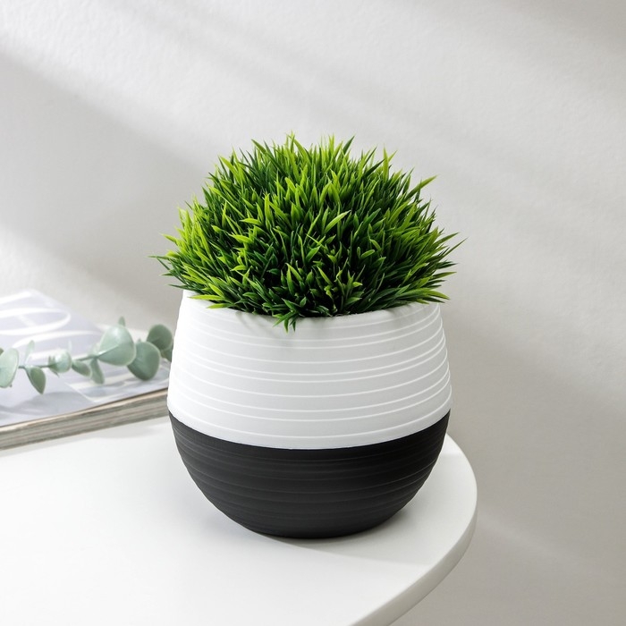 Горшок для цветов с поддоном &laquo;Дуэт&raquo;, 500 мл, пластиковый, чёрно-белый