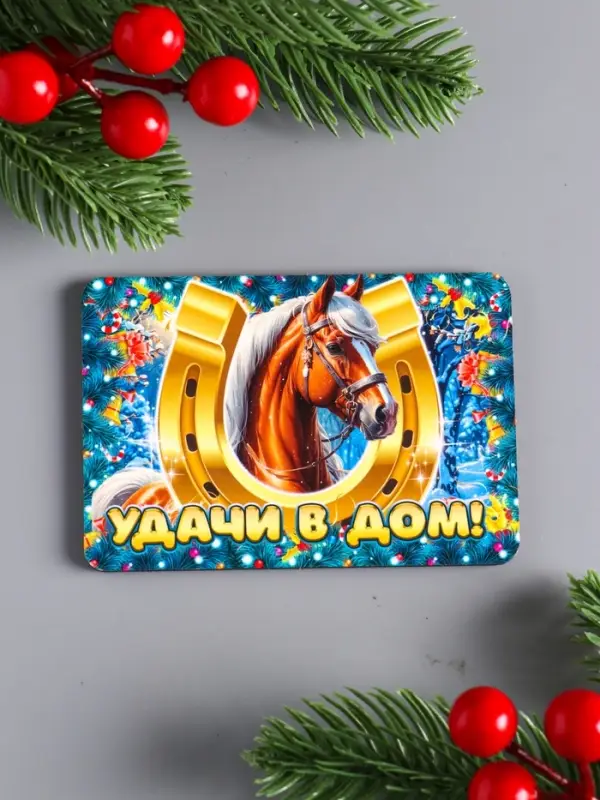 Магнит новогодний "Удачи в дом" 9,5х6,5 см